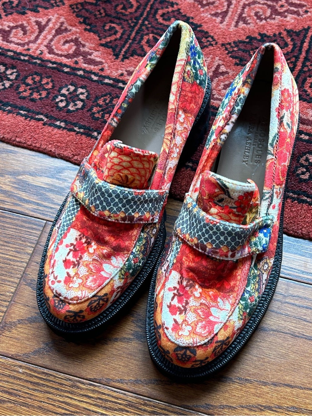 Aerosoles x Laura Ashley Betunia Floral Velvet Lug Sole Loafers Patchwork